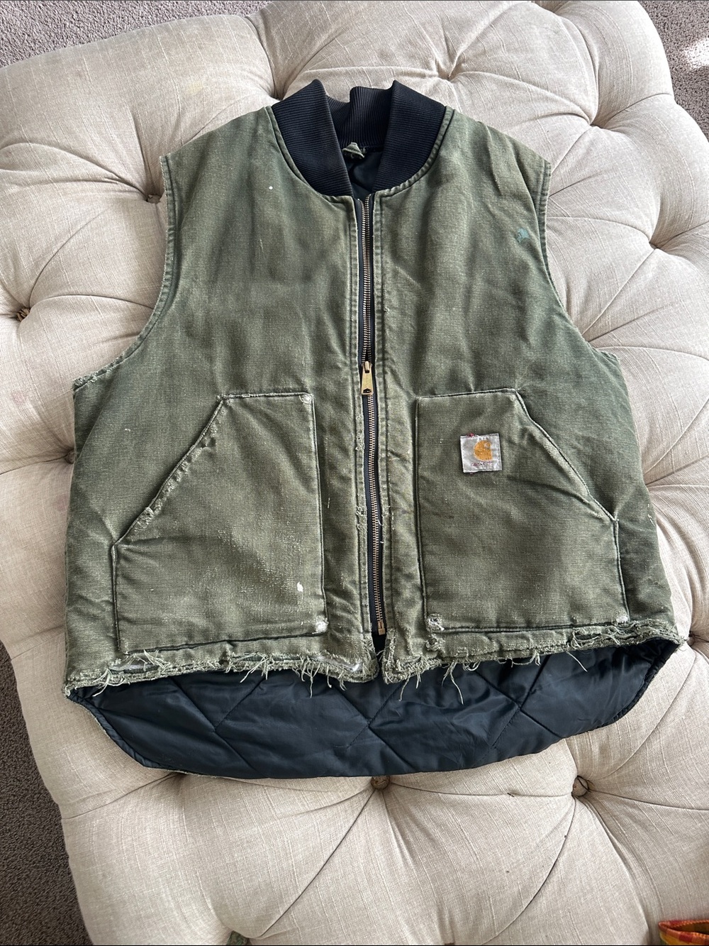 Carhartt Olive Green Quilted-Back Work Vest